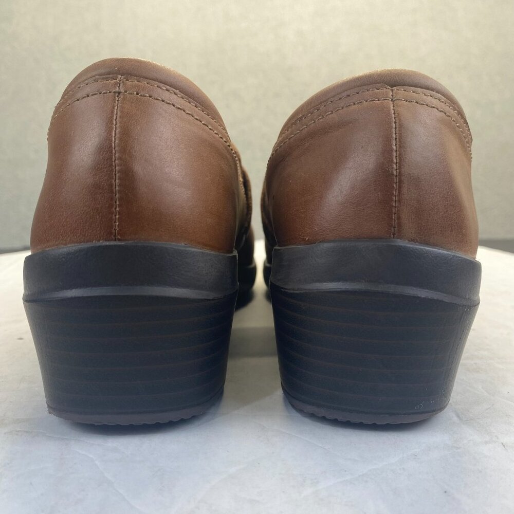 Clarks Bendables Womens 10 M Brown Leather Wedge Heel Slip On Loafers 15260 - Picture 6 of 9